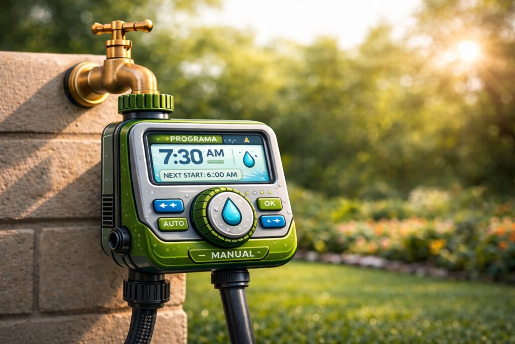 programador de riego compatible con el grifo
